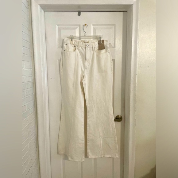 Madewell Denim - Madewell jeans high rise Ivory baggy flare wide legs Sz 30